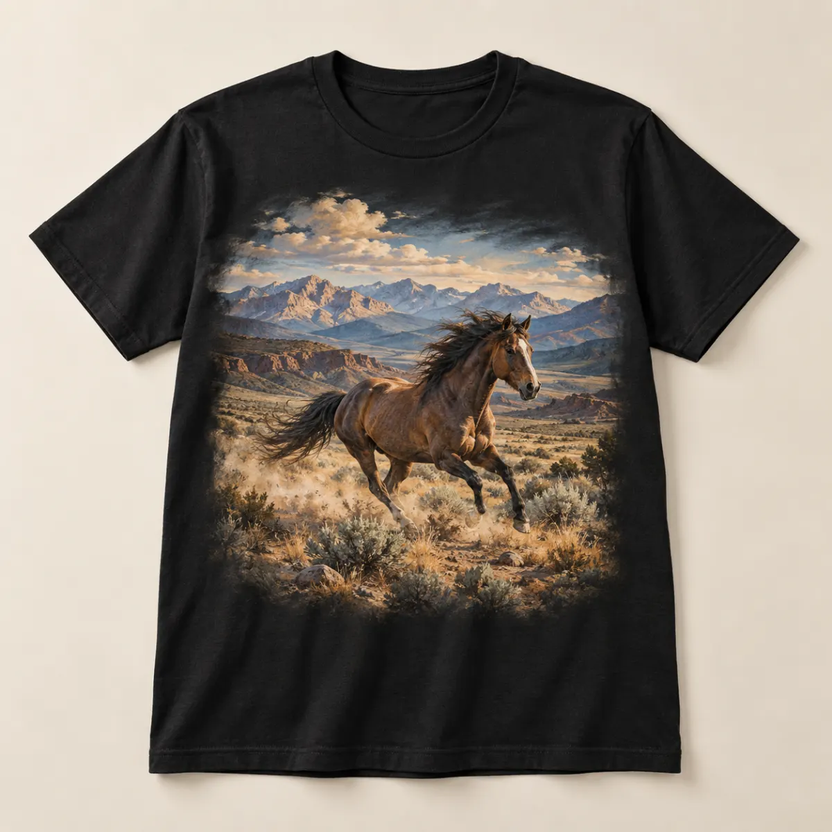 Open Range Mustang Graphic T-Shirt — main — AI design mockup
