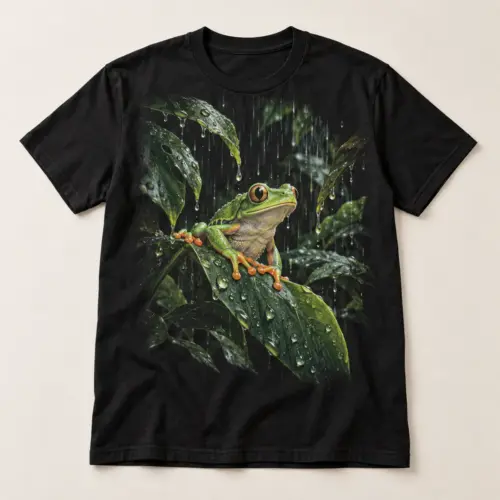 Rain Song Frog Graphic T-Shirt — main — AI design mockup