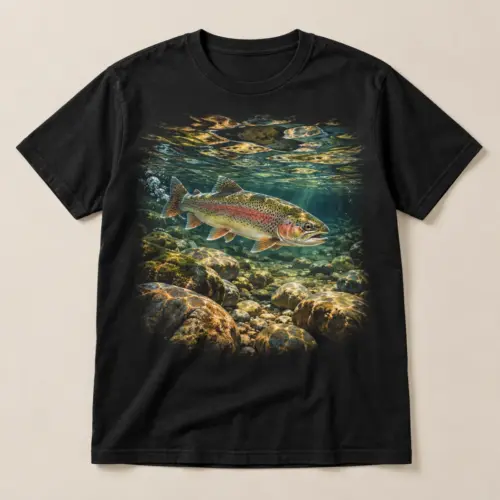 Rocky Creek Trout Graphic T-Shirt — main — AI design mockup