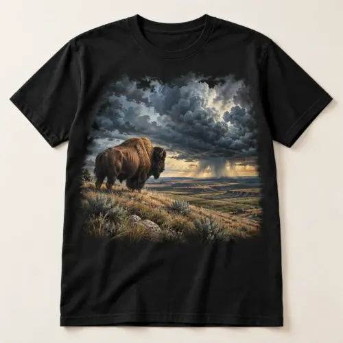 Prairie Storm Buffalo Graphic T-Shirt — main — AI design mockup