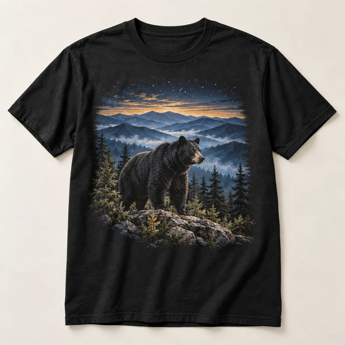 Blue Ridge Black Bear Graphic T-Shirt — main — AI design mockup