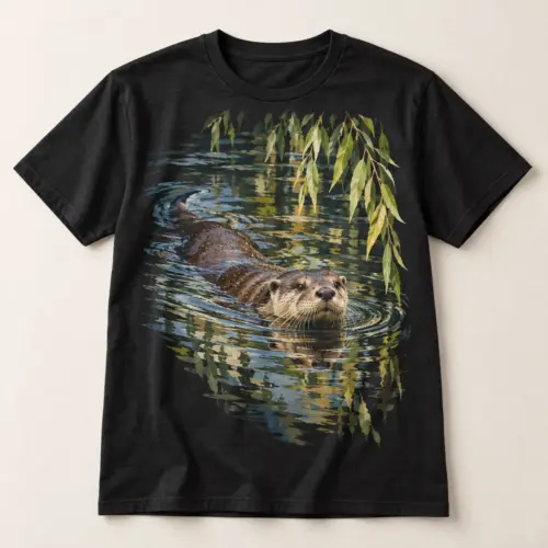 Willow Creek Otter Graphic T-Shirt — main — AI design mockup