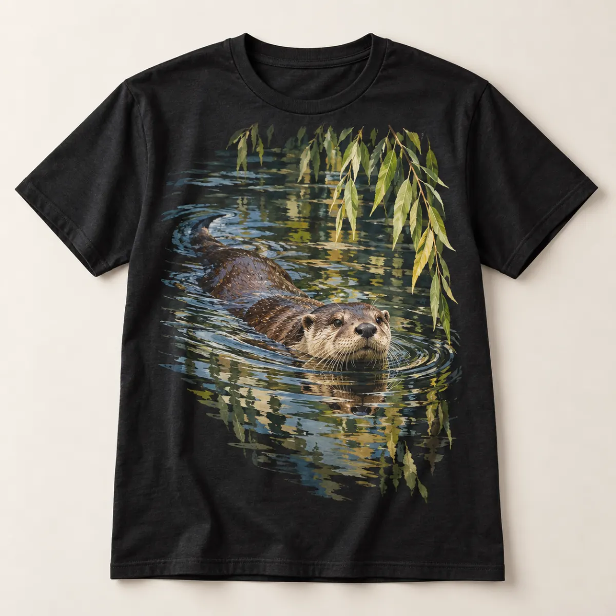 Willow Creek Otter Graphic T-Shirt — main — AI design mockup